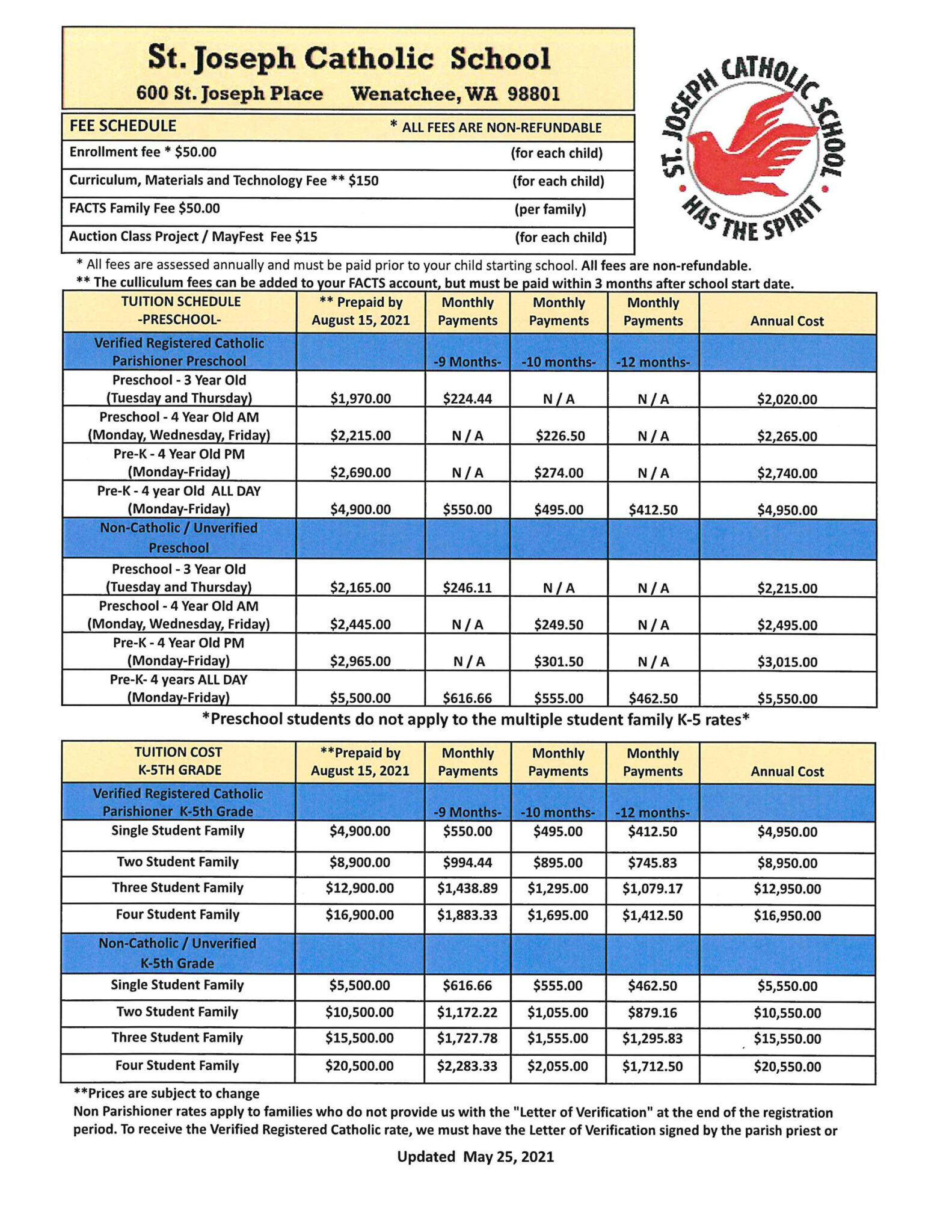 Tuition l Saint Joseph Catholic School