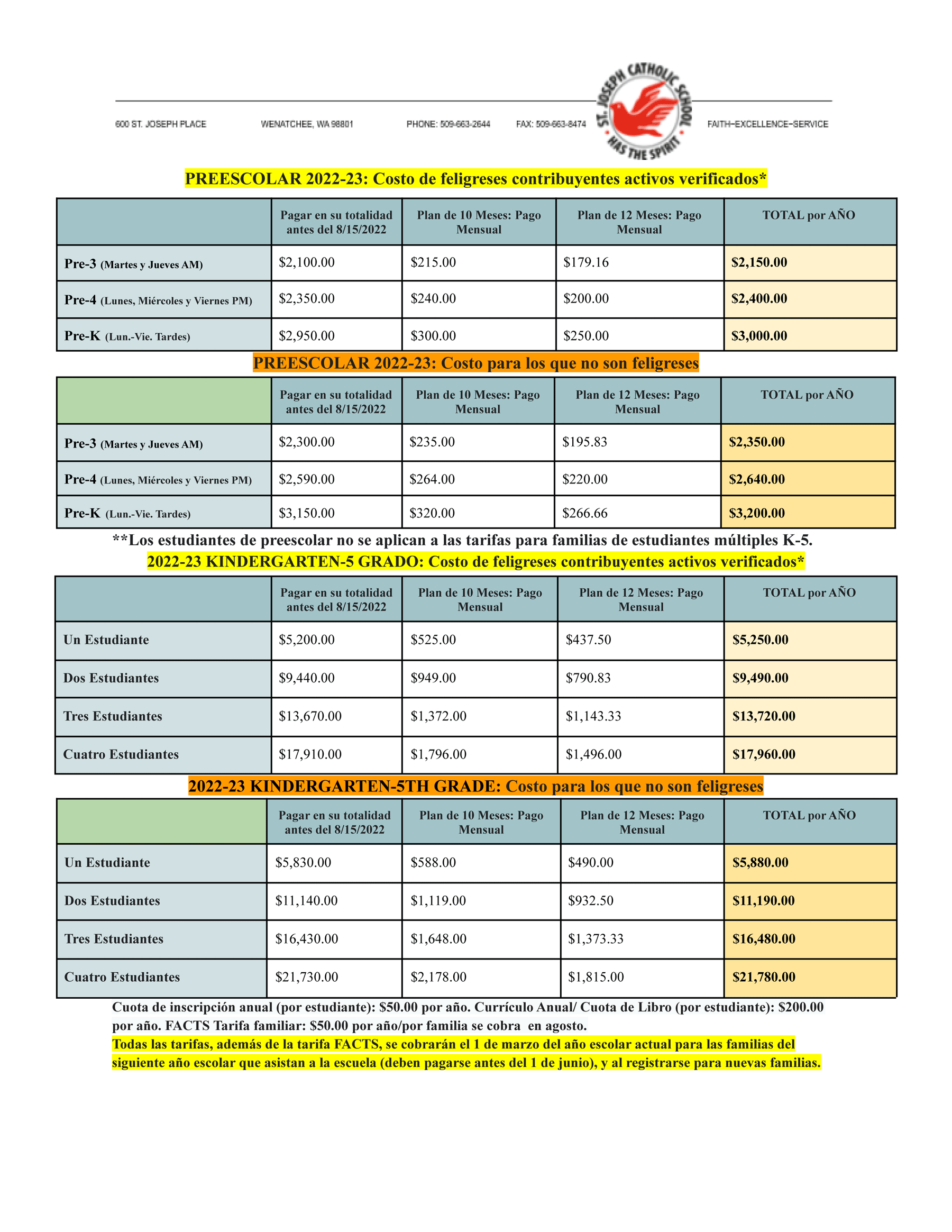 Tuition l Saint Joseph Catholic School