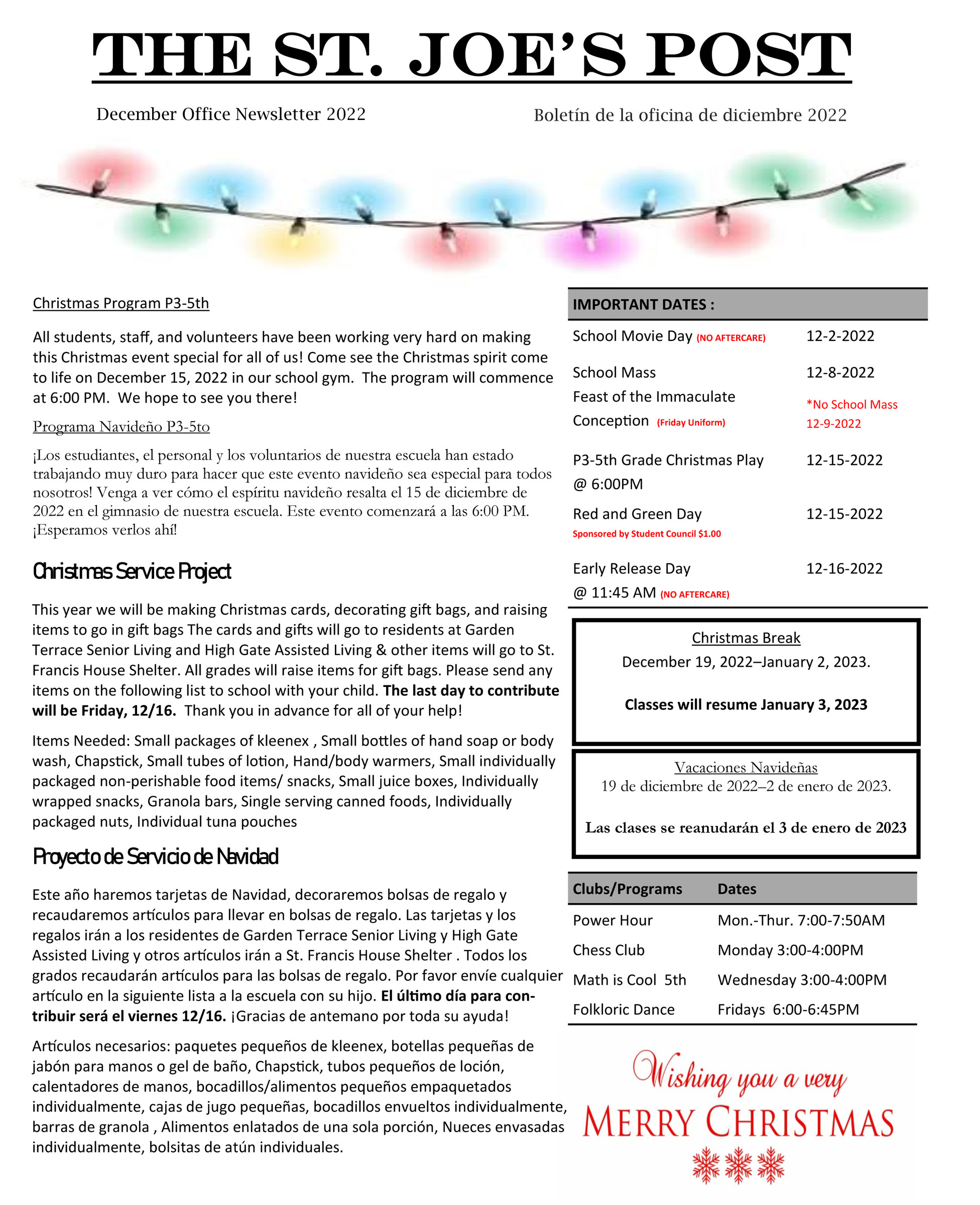December Office Newsletter 2022