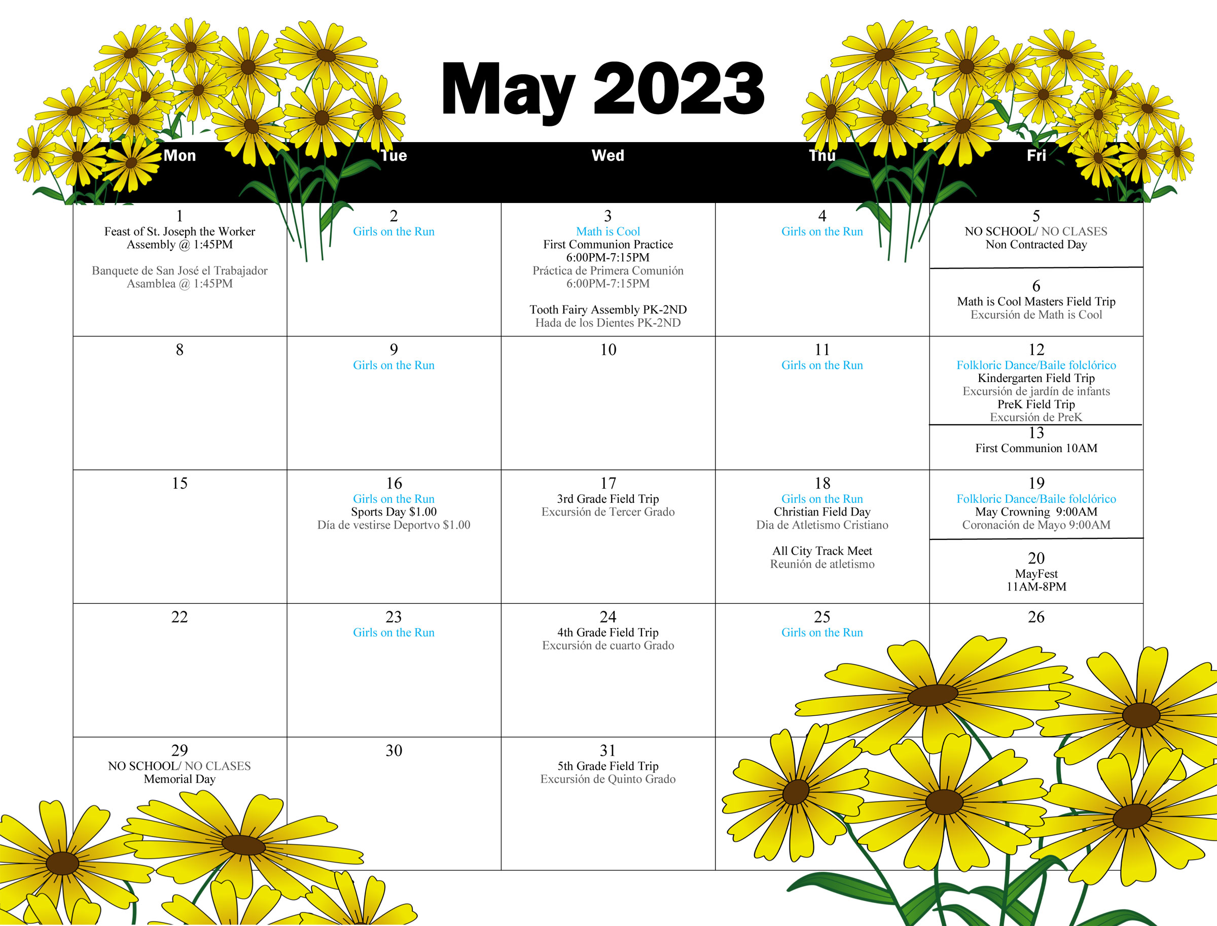 Calendar for May