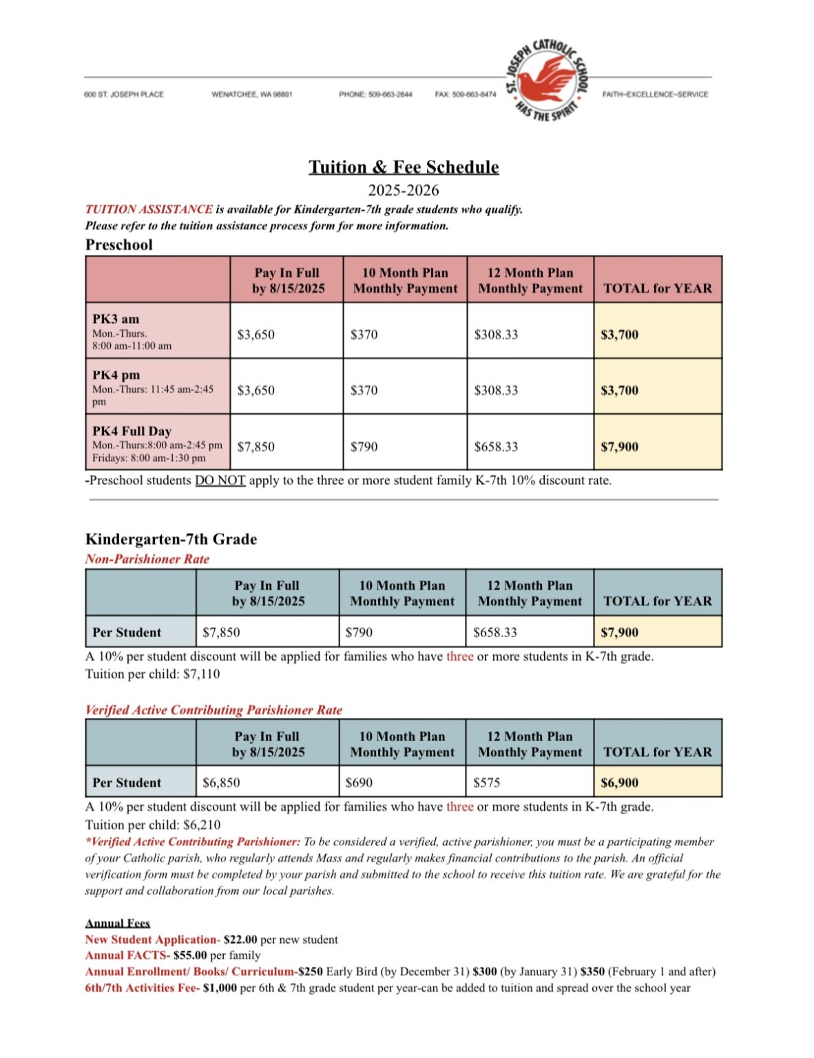 Tuition l Saint Joseph Catholic School