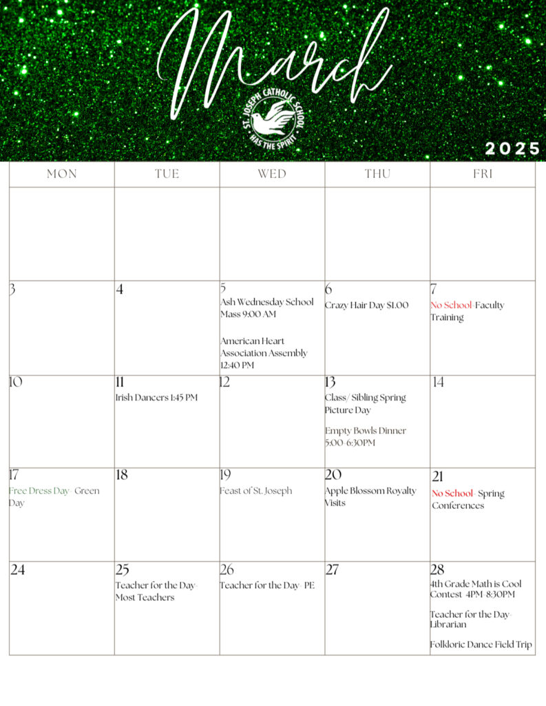 March 25 Calendar